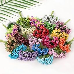 Little Blooms® Artificial Pollen Flowers – Perfect for Crafts, Decorative Gift Packing, Artificial Flowers for Craft, Artificial Flower for Hair, Hair Band Making Raw Material (Multicolour)-image-76
