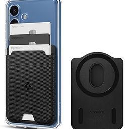 Spigen Magnetic Wallet Card Holder (MagFit) Designed for Galaxy S25 Series Magnetic Case Only and iPhone 16/15/14/13/12 Models, Holds up to 3 Cards - Fabric Black-20
