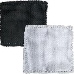 CRM TRADERS Woolen Puja Aasan Mat for Prayers - Handmade Decorative Pooja Mat 21 x 22 inch (Black and White)-image-2