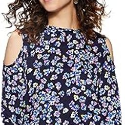 Women's Polyester Floral Regular Fit Casual Top (Blue)-picture-11