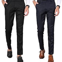 Formal Pants for Men | Men's Slim fit Formal Pant Combo | Non Stretchable Trouser | Office wear Trousers - Black Combo (Pack of 2)-picture-11
