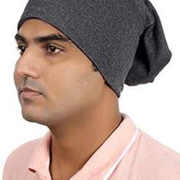 H International Cotton Slouchy Beanie and Skull Cap for Summer, Winter, Autumn & Spring Season, Can be Used as a Helmet Cap Too_Pack of 1_Grey-33