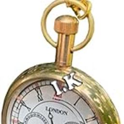 Antique Style Brass Ship Design Push Button Pocket Watch 2" Compass Double dail Watch Compass-image-3