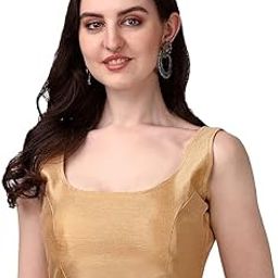 Truna Women Readymade Silk Sleveeless Plain Saree Blouse-picture-21