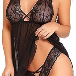 Women's Lace & Polyamide Spandex Floral Above knee Baby Doll-image-45