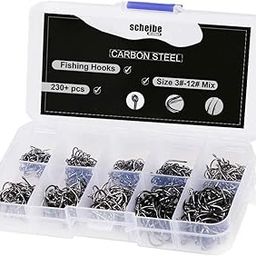 Carbon Steel Fishing Hooks, 230+ Pieces, Size 3# to 12# Mix-image-24
