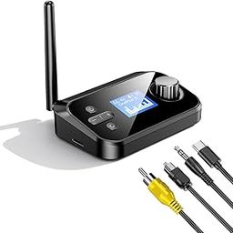 Bluetooth Receiver and Transmitter, 2 in 1 Handsfree LCD Display V5.3 Bluetooth Transmitter Receiver with 3.5mm Aux, for TV, Car, Home Stereo, PC, Headphones, Speakers-image-1