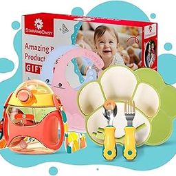 StarAndDaisy Baby Gift Set/Box/Pack of 5 - Silicone Plate, Sipper, Set of 2 Bibs, Spoon & Fork (Assorted)-image-13