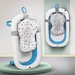 Baybee Bath Tub for Baby 0-5 Years, Foldable Bathtub for Kids with Anti Skid Base, Support Cushion & Drainer, Mini Swimming Pool for Kids, Newborn Baby Folding Bathing Tub for Girls & Boys (Blue)-image-35