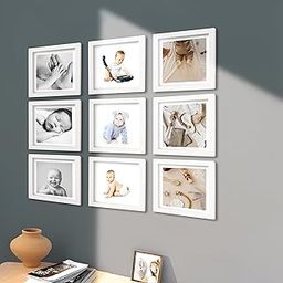 Dev Aastha Photo Frame for Wall | Set of 9 White Photo Frames 8x8 Inch | Gift for Anniversary & Housewarming | Wall Decor Items for Home Decor & Wedding Gift for Couples-image-64