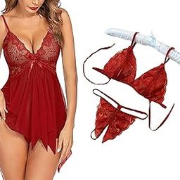 Baby Doll Lingerie Set Pack of 2 Sleepwear Dress for Women/Ladies/Girls Nightwear with G-String-image-51