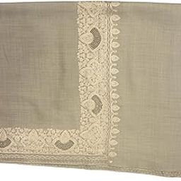 Luxury fine wool stole Embroidered Border dark beige Traditional Design-picture-33