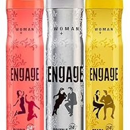 Engage Combo Pack Deo Spray for Women (Blush, Drizzle and Tease), Skin Friendly, (Pack of 3; 150ml Each), 450ml-image-1