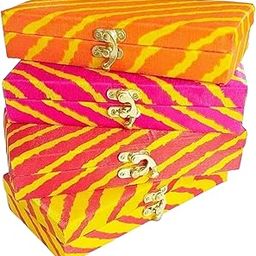 Decorative and Attractive Box Cash Box, Shagun Box, Jewellery Box, Money Box Envelop Wedding, Gift Box, Bangel box With Lehriya Design (Pack of 1Pc) Random Colour Dispatch-image-37