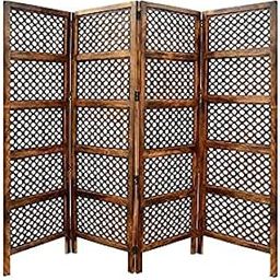 Urbane Crafts Wooden Partition for Living Room 6ft Height Room Divider/Separator Natural Wood Look Ring Design (4 Panel)-image-73