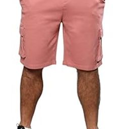 Plus Men's Shorts for Casual Wear | Striped Pattern | Angled Open Pockets | Plus Size Fit | Button Closure | Cotton Poly Spandex Shorts Crafted with Comfort Fit for Everyday Wear-image-1