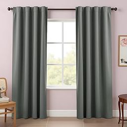 HOMEMONDE 5 Feet Window Blackout Curtains Set of 2 Grey Room Darkening Drapes with Back Tab Hanging (60 Inches Grey)-image-25