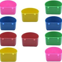 Multicolor Food & Water Feeder Cup,Tray For Birds,Pets In Cage,Balcony,Food Grade Plastic Bowl With Hanging Support (10 Pieces, Random Color Small Size),8 Cm,6 Cm,4 Cm-image-2