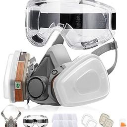 SPOONERY Gas Mask Set Respirator with Filters and Goggle Activated Carbon Mask Gas Mask Paint Respirator for Epoxy Resin, Wall Painting, Welding, Polishing, Spraying, Mold Removal, Construction-picture-3