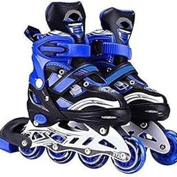 BIYALI 4 Wheel Inline Skates Skating Shoes for Boys and Girls Age 10 to 14 Years Liner Roller Skates for Kids with Skating Protection Color Multi, Size Large-picture-10