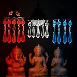 Crystal Hanging Mandir Light Combo – Set of 3 Decorative LED Lamps for Home Temple – 7-Color Glow, Made in India-1