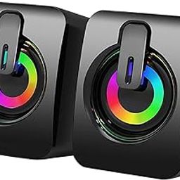 ATORSE 2Pcs Desktop Speakers 50mm Loudspeakers for Mobile Phone Laptops Home Office with Light-14
