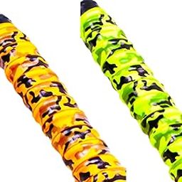 Acers Badminton Racket Grip PU (Rubber) Soft Antislip Pack of 2 Racquet Overgrip/Tape Army (1 Orange 1 Green)-picture-7