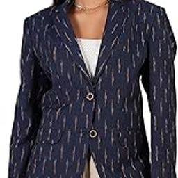 Women's Ikat Cotton Tie and Dye Single Breast Two-Button Blazer-image-79