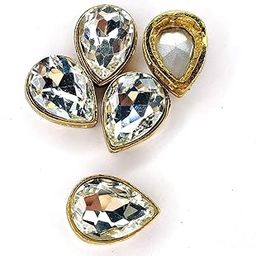 Mahabal Creations - Kundan Stones Glass Beads for Craft, Embroidery and Jewellery Making (20MM Drop 10Pcs Crystal Clear)-image-34