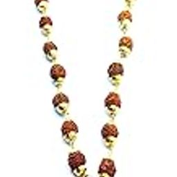 Mahadev Shiva Om 5 Mukhi Rudraksha Pendant with Rudraksha mala Cap for Unisex-picture-0