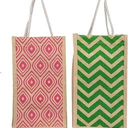 Sunvika House Jute Water Bottle Bag This Jute Bottle Bag can be Given as a Gift Bag or can be Used as Wine Bottle Gift Bag/Bottle Carry Bag/Water Bottle Cover- Multi 1-image-0