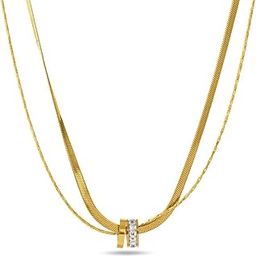 18k Gold Plated Gilded Rings Layered Necklace for Women - Gift for Girls & Women | Waterproof & Anti-Tarnish Necklace-0