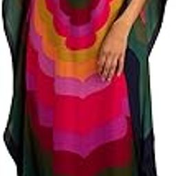 Women's Long Kaftan Maxi Bohemian Dress Beach Coverup Robe Roomy Kimono One Size Loungewear-image-5