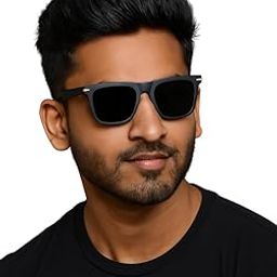 Classic Square Wayfarer Sunglasses, Matte Black Frame, UV Protection, Unisex-image-42