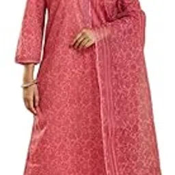 fabindia Pink Cotton Printed Dupatta, Pant & Kurta Set-picture-12