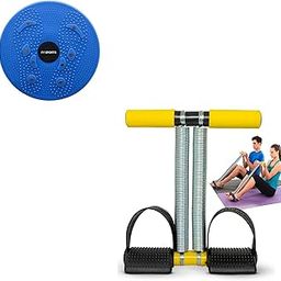 Quick fit Double Spring Tummy Waist Trimmer Abs Workout Exerciser Machine with Accupressure Wheel Core Strength Waist Reduction 2 in 1 Combo Home Equipment-5