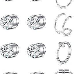 Fake Septum Nose Ring Hoop Face Cartilage Helix Earrings Cuff for Non Piercing Women Surgical Steel Spring Adjustable Clip on Lobe Tragus Earrings Piercing Jewelry Silver Rose Gold Black-picture-40