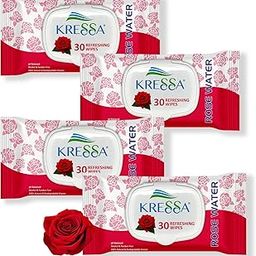 Kressa Face Wipes with Rose Water | Gentle, Moisturizing & Refreshing Face Cleansing Wipes (Pack of 4, Rose)-image-87