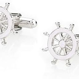 Shining Jewel Elegant Fancy and Designer Silver Plated Cufflinks for Men - Sailor Wheel Design (SJ_7096)-42