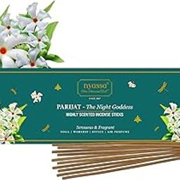 Nyassa Parijat Incense - Premium, Hand Dipped, Hand Rolled, Highly Scented Indian Incense Sticks-50 Grams-25