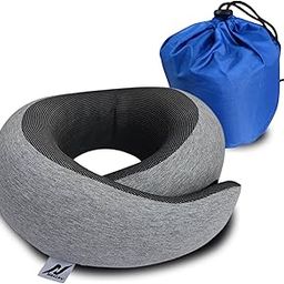 nexlev Travel Neck Pillow | Orthopedic Premium Memory Foam | for Airplane, Car, Train, Office use & Cervical Pain | Machine Washable | 360 Support | Carry Pouch for Storage | NP-07-19