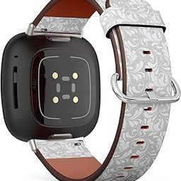 CJBROES Replacement Leather Watch Band, Compatible with Fitbit Versa 3 and Fitbit Sense of Wristband Bracelet Accessory - lace Flowers Floral-78