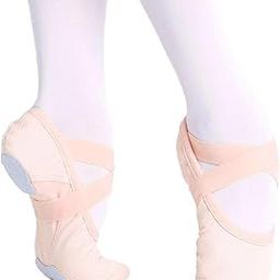 Teens Women Elastic Canvas Ballet Shoes Soft Split Sole Dance Slippers for Gymnastics, Yoga-image-18