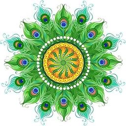 DecorVilla Pvc Vinyl Self Adhesive Floral Diwali Decorative Natural Looking Wall Sticker For Door Entrance Floor Pooja Room, 15X15 Inch, Green, Pack Of 1-image-14