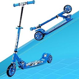 Kidsmate Roadeo Metal Kick Scooter for Kids | 4 Adjustable Height Scooter | Foldable & Attractive PVC Wheels with Rare Brakes for Kids of Age 3+ Years (Blue)-image-38