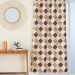 Amazon Brand - Solimo Premium Polyester Cotton Curtains | 170 GSM | 7 FT | Geometric Print | Easy Maintenance (Set of 2, Coffee)-picture-22