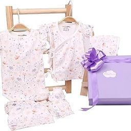 Moms Home New Born Baby Gift Hamper | Baby Shower Gift Hamper | Baby Essential Clothes Set | Blossom | Pack of 7 (Pink, 0-3 Months)-image-3