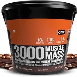 QNT 3000 Muscle Mass Weight Gainer | 18g Protein, 1.5g Creatine, 110g Carbs | 5Kg, Choco Almond | Enriched with Ashwagandha, Ginseng & Tribulus | Supports Muscle Growth & Recovery-image-92
