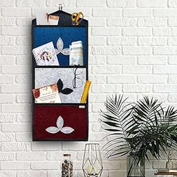 FREDDO Classic Wall Hanging Organiser for Magazine Letter key News Paper Kitchen with 3 Sturdy Pockets (Multi Colour) Pack of 1 Pcs-11