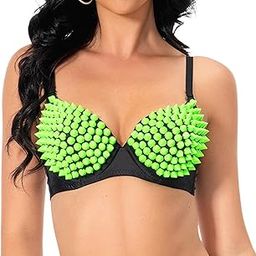 Rivet Corset Handmade Underwear Luxury Push up Bra for Club Women Girls Show XL Fluorescent Green|Clothing, Shoes & Accessories | Womens |Clothing | Tops & Blouses-image-37